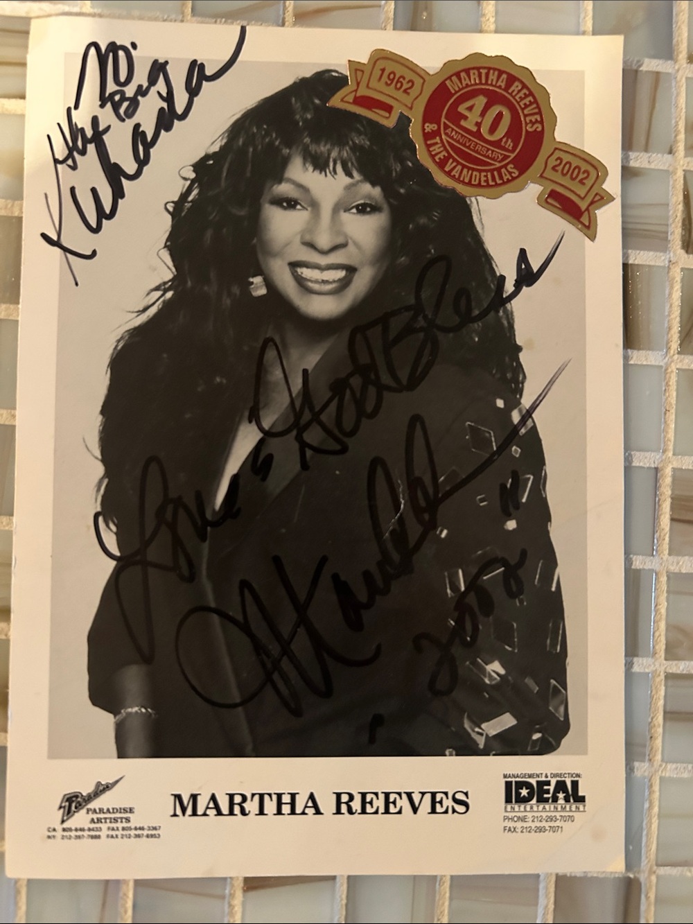 Martha Reeves & The Vandellas Signed Black & White Wall Art Print 5x7